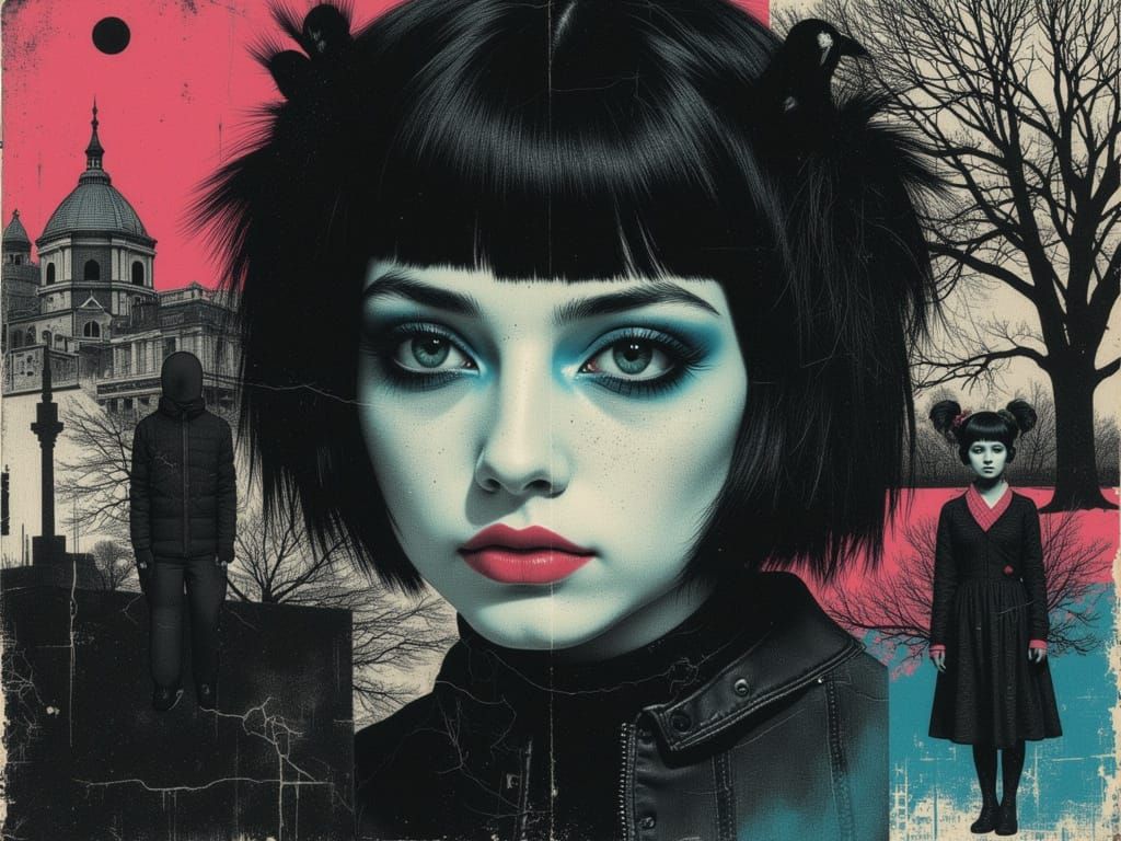 Cool Punk Girl in Gothicpunk Surreal Style