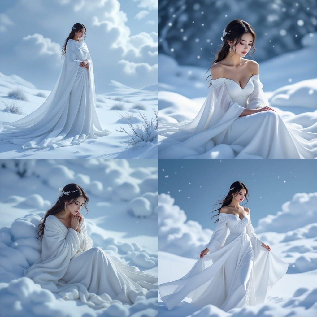 Ethereal White Landscape with Soft Flowing Textures