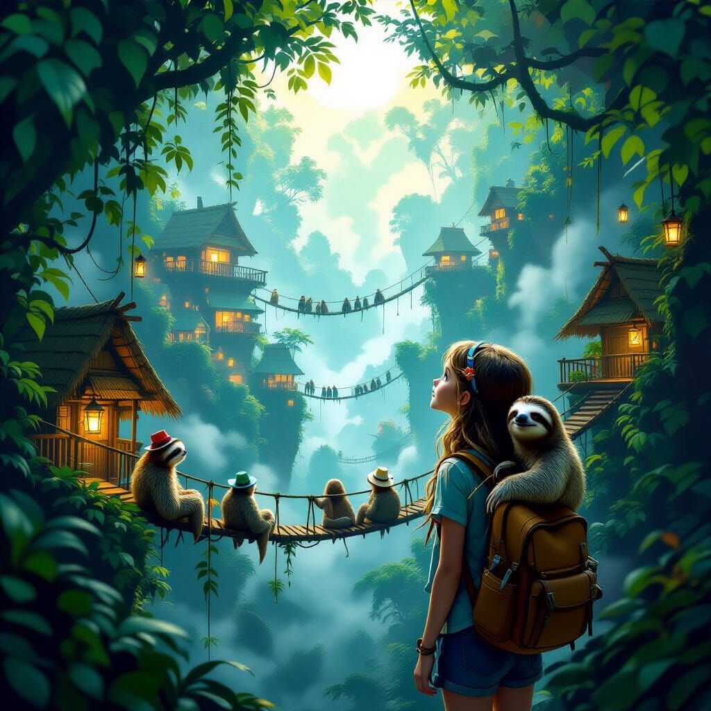 Girl Discovers Hidden Jungle City with Sloth Companions