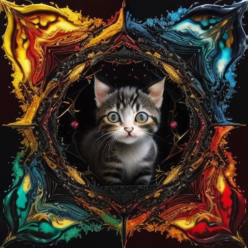 Fractal Kitten in Molten Organic Style