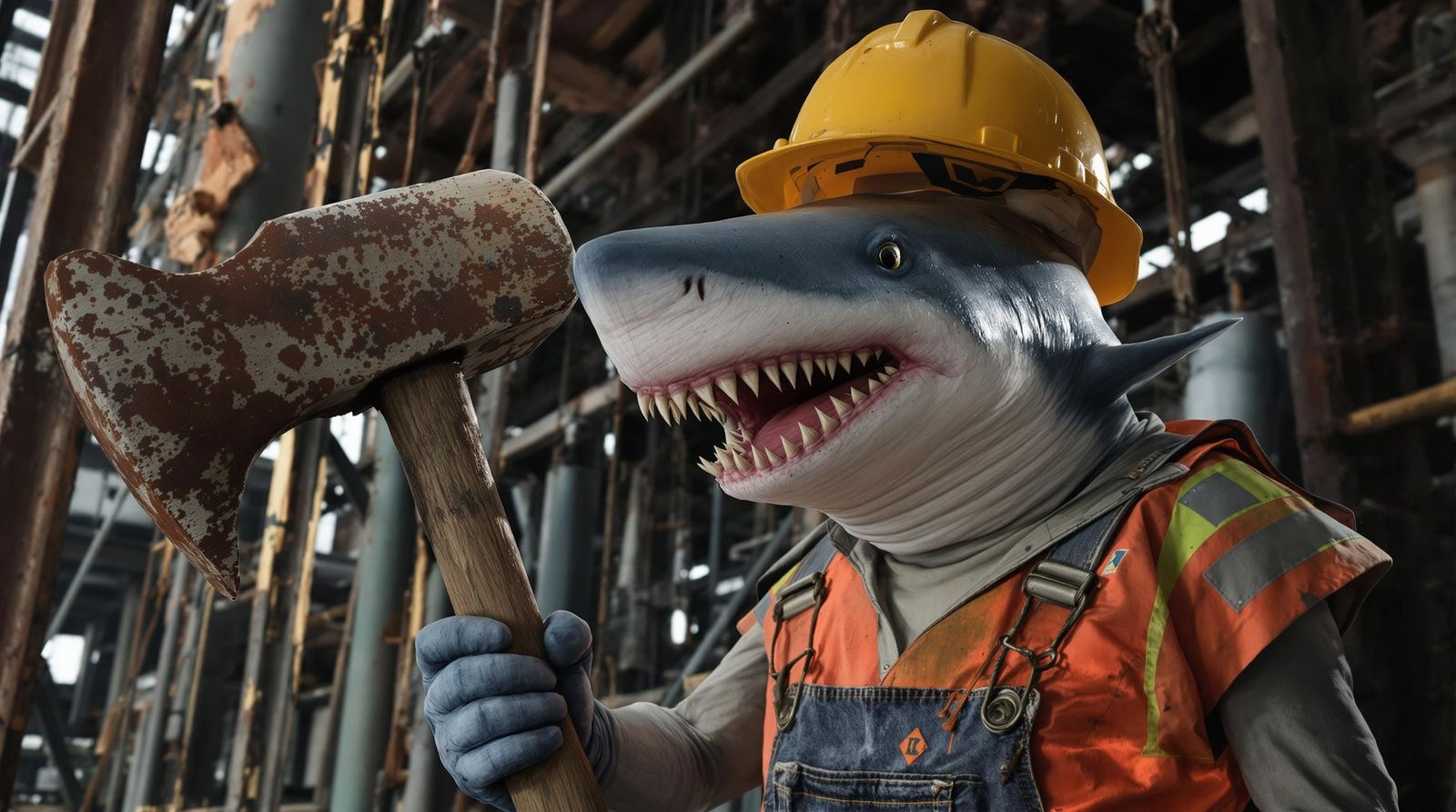 Hammerhead Shark in Hard Hat