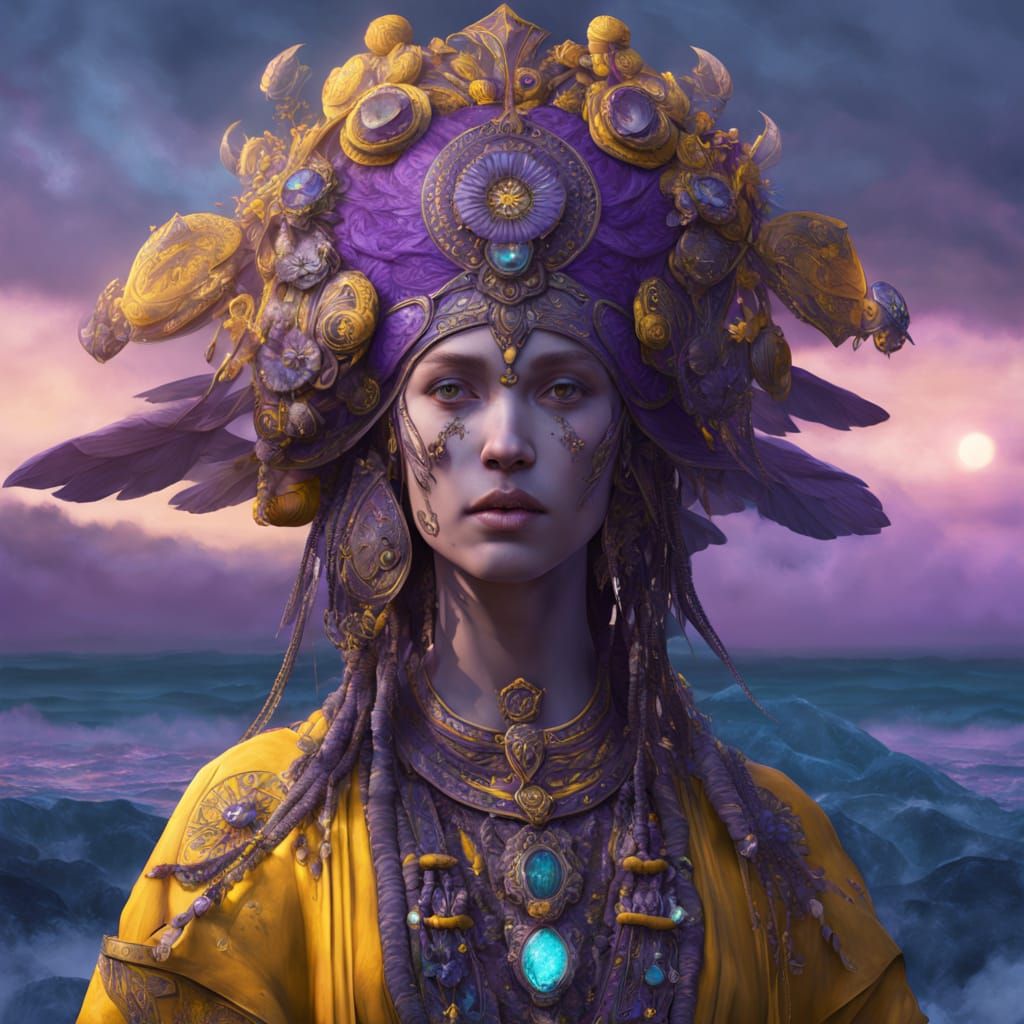 Lemurian Priestess Concept Art in Digital Style