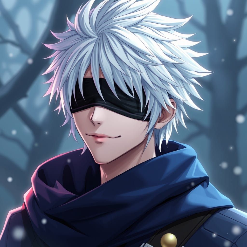 Spectral Anime Hero in Dark Attire