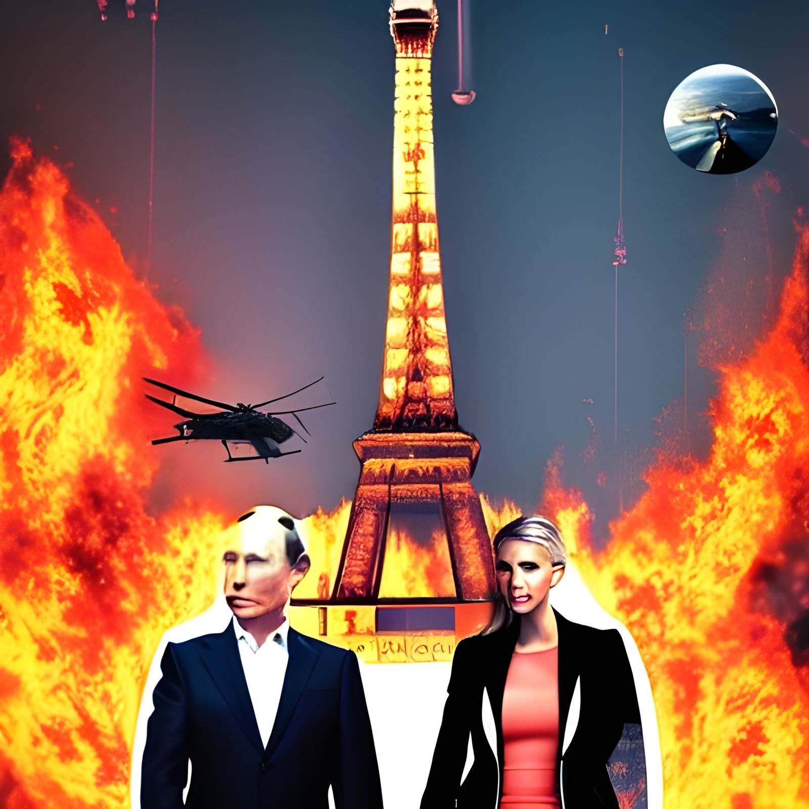 Burning Gasfield Movie Poster Featuring Putin and Trump