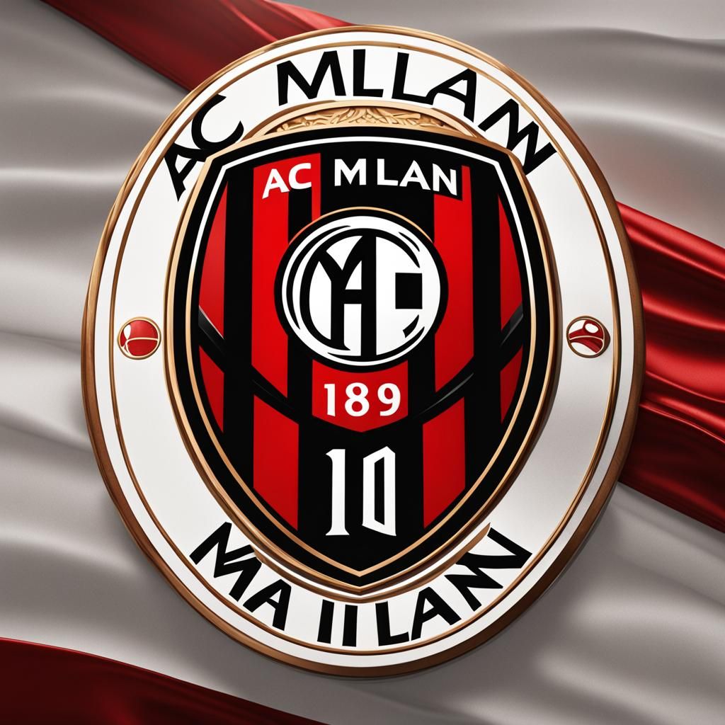 Hyperrealistic AC Milan 1899 Logo in Matte Painting