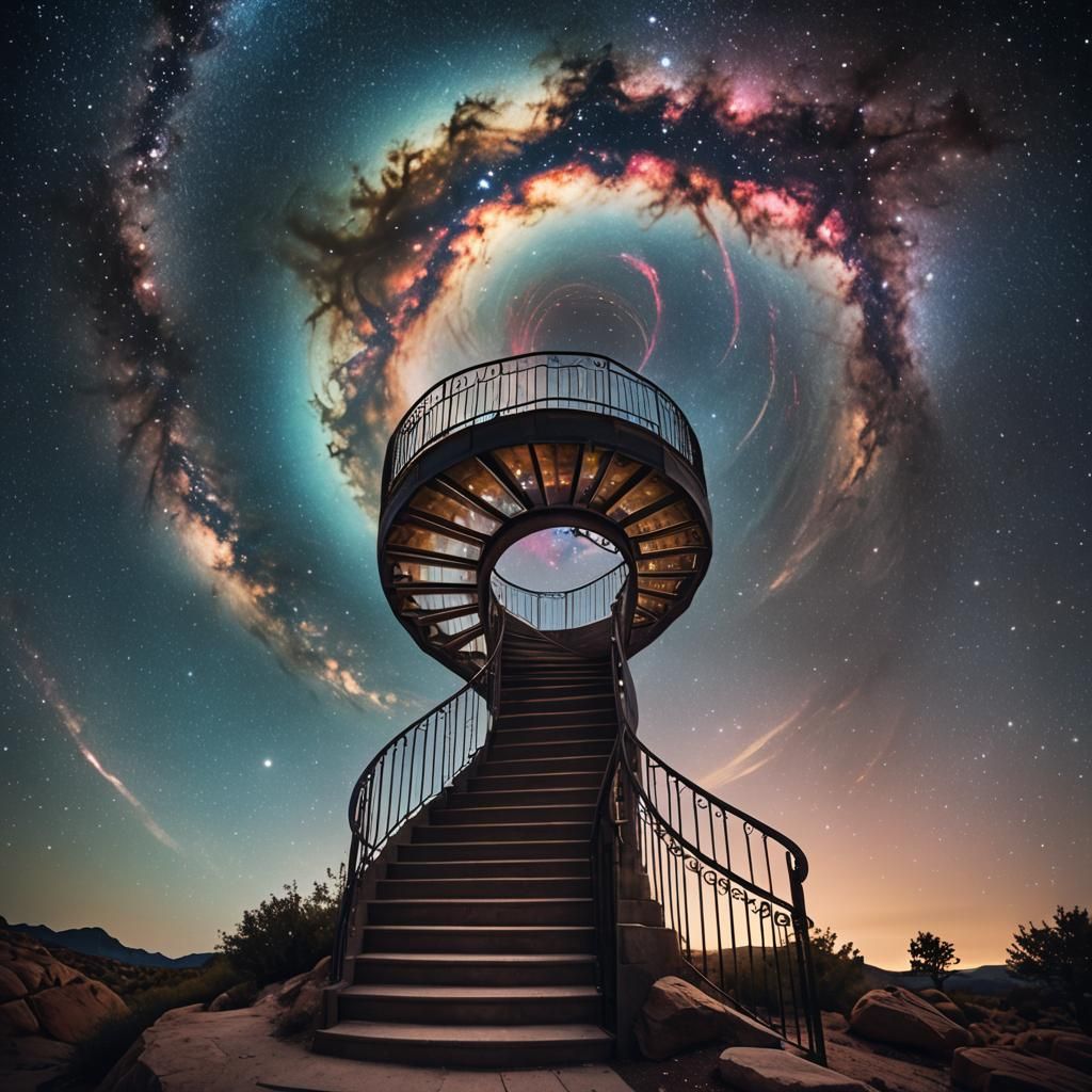 Cosmic Stairway to the Heavens: Cinematic Film Still