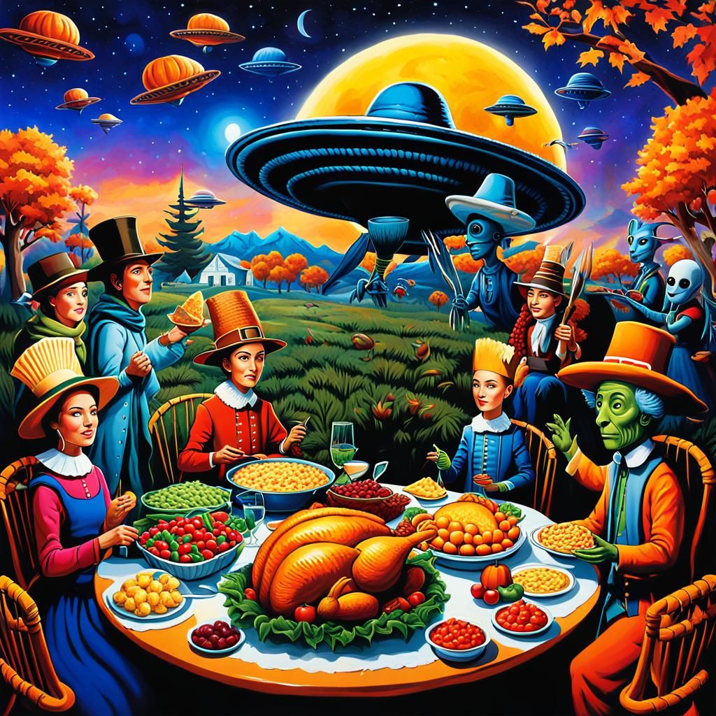 Thanksgiving Reimagined: Aliens, Pilgrims, and Natives Unite