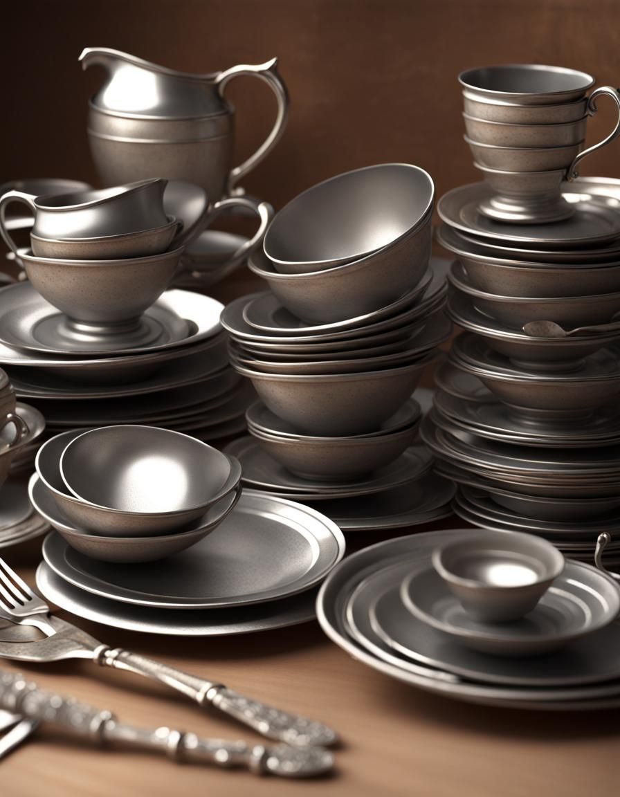 Claymation Pile of Antique Silverware Metalwork