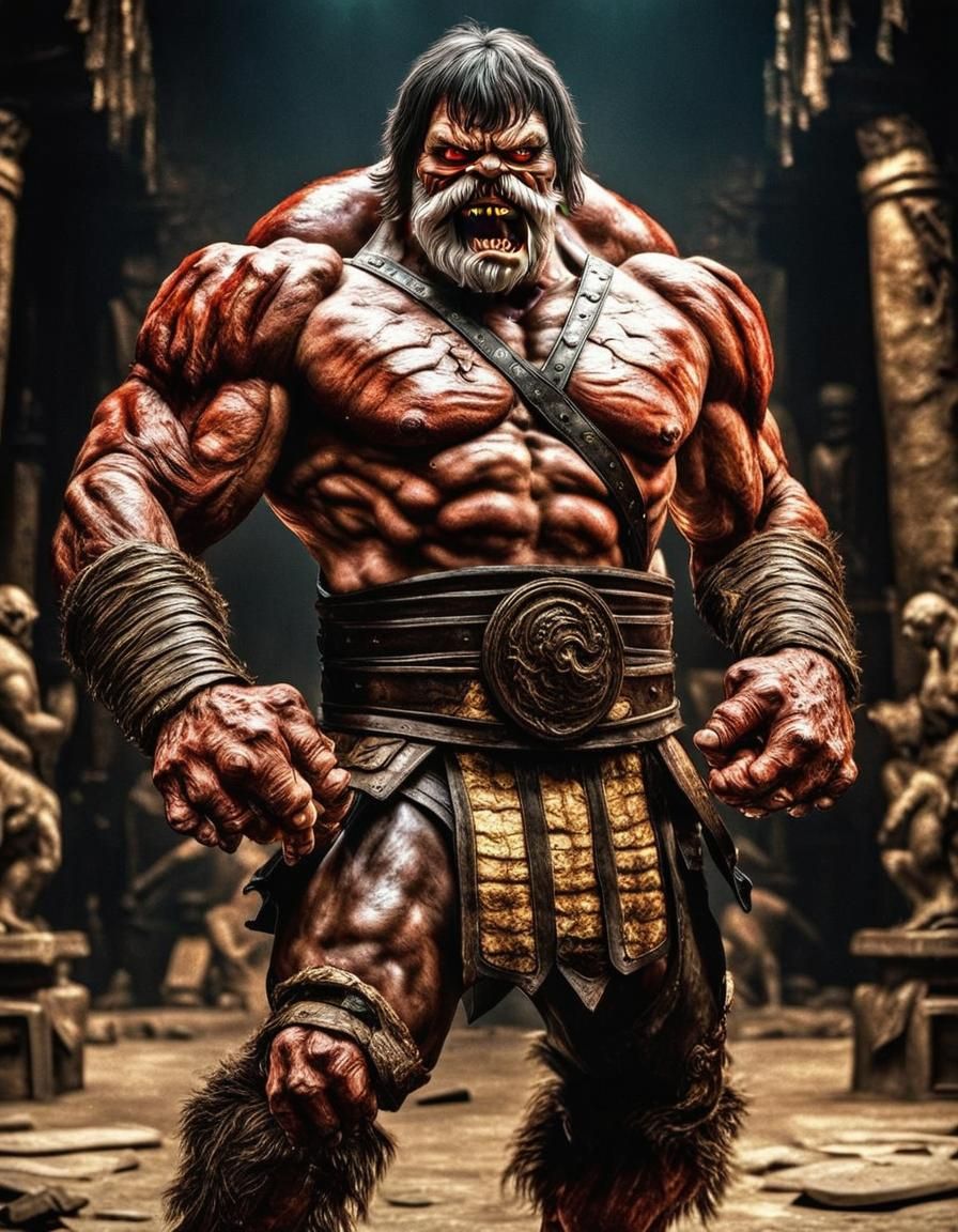 Epic Goro Portrait in Hyperrealistic 3D Lighting