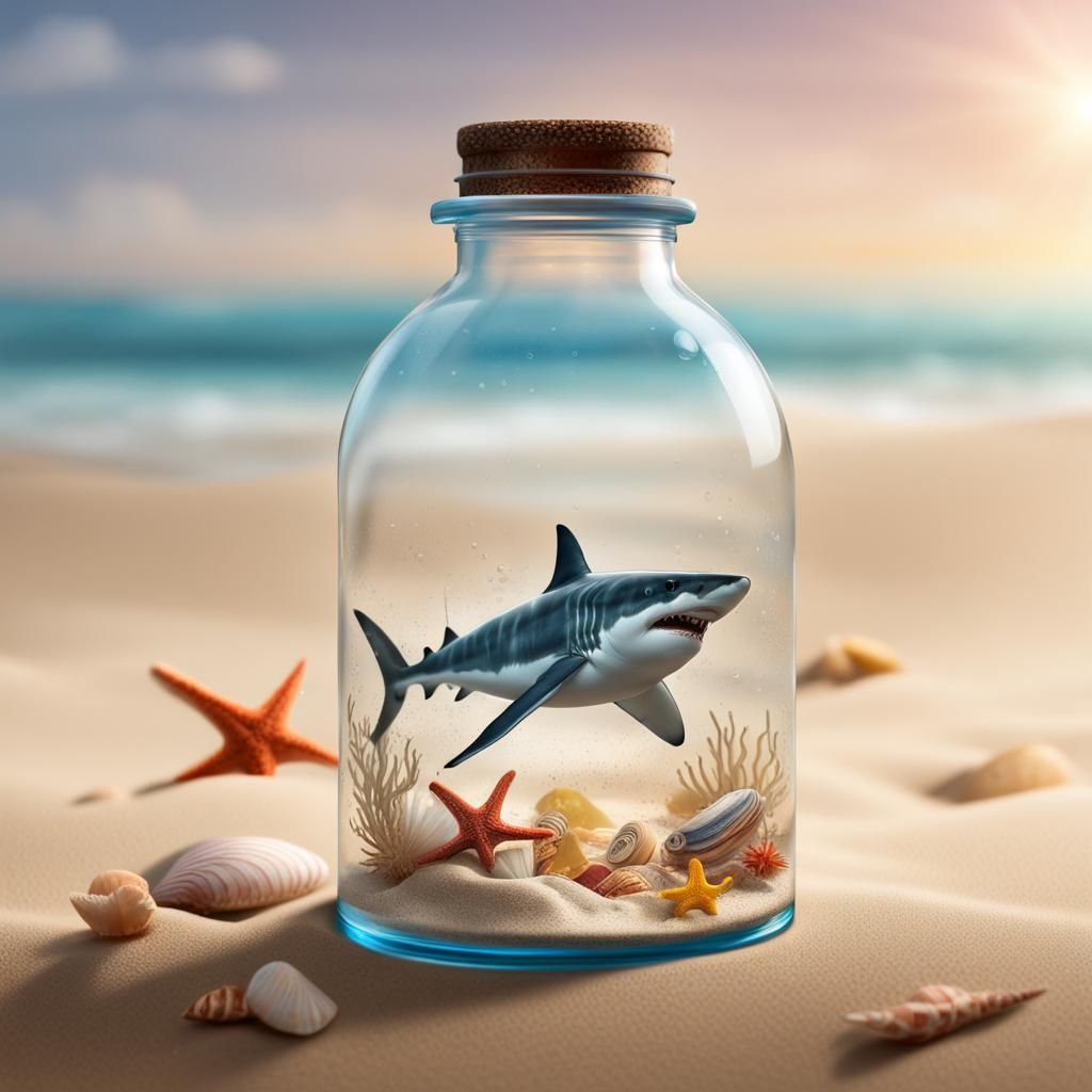 Great White Shark in a Bottle, Splash Art