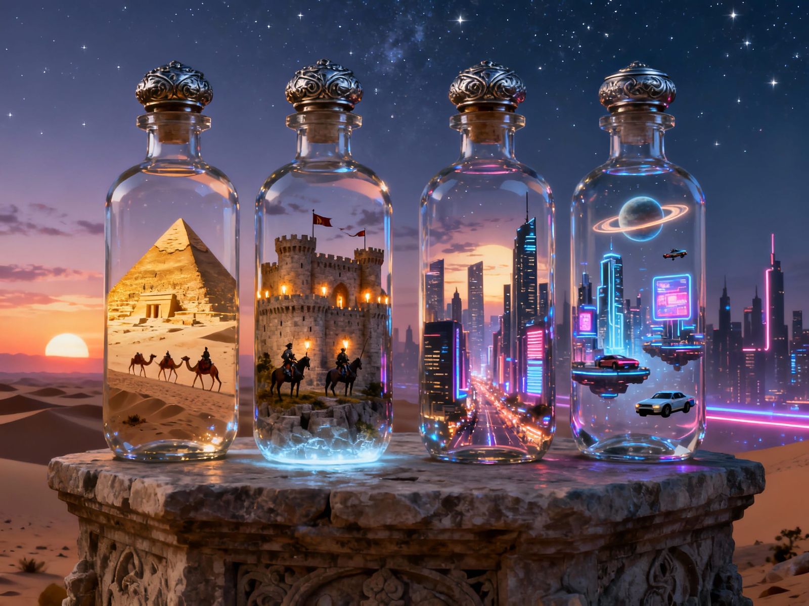 Bottled Worlds: Ancient to Future Eras Captured