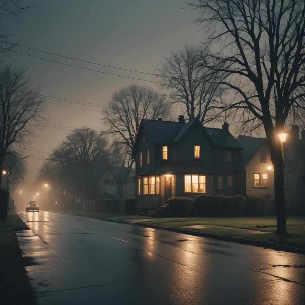 Moody Little House in Film Noir Style