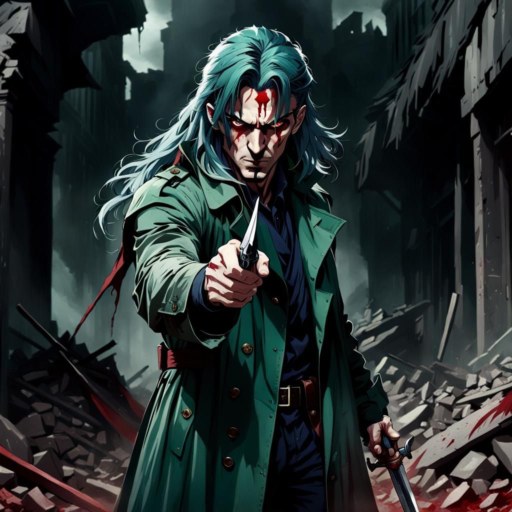 Angry Young Man in Ominous Horror Scene