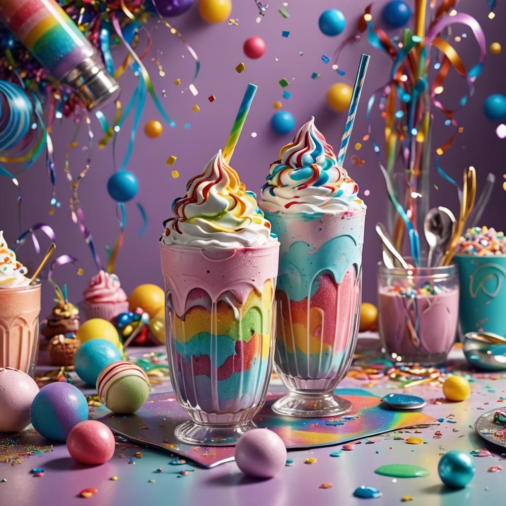 Colorful Rainbow Milkshake Fantasy Art