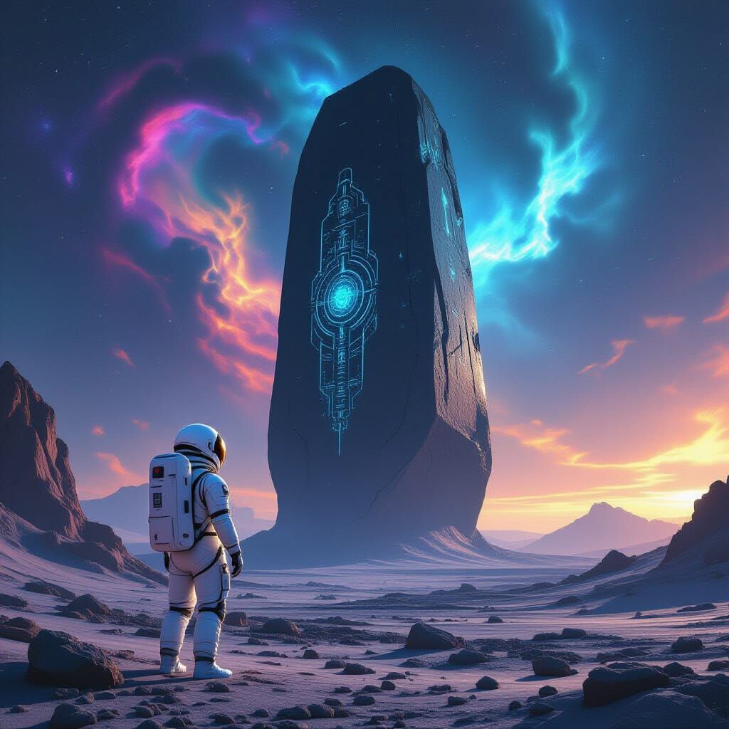 Astronaut Discovers Colossal Alien Artifact on Cosmic Planet