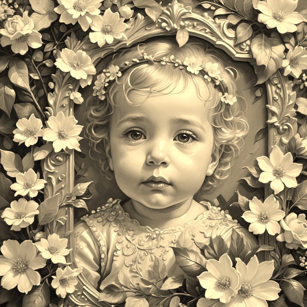 Sweet Baby Portrait in Retro Style