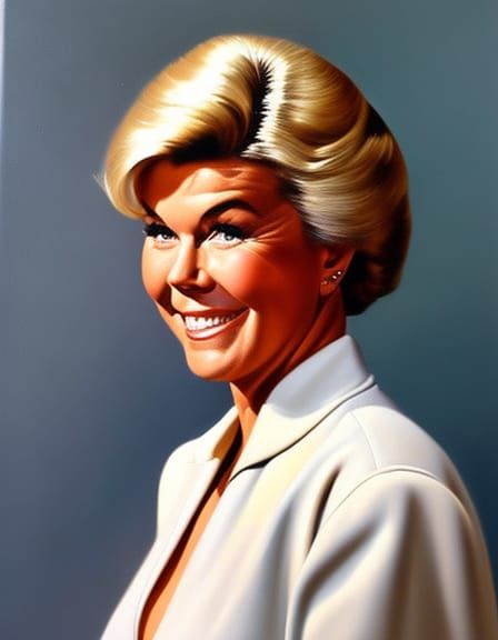 Doris Day Portrait in Oil Painting Style