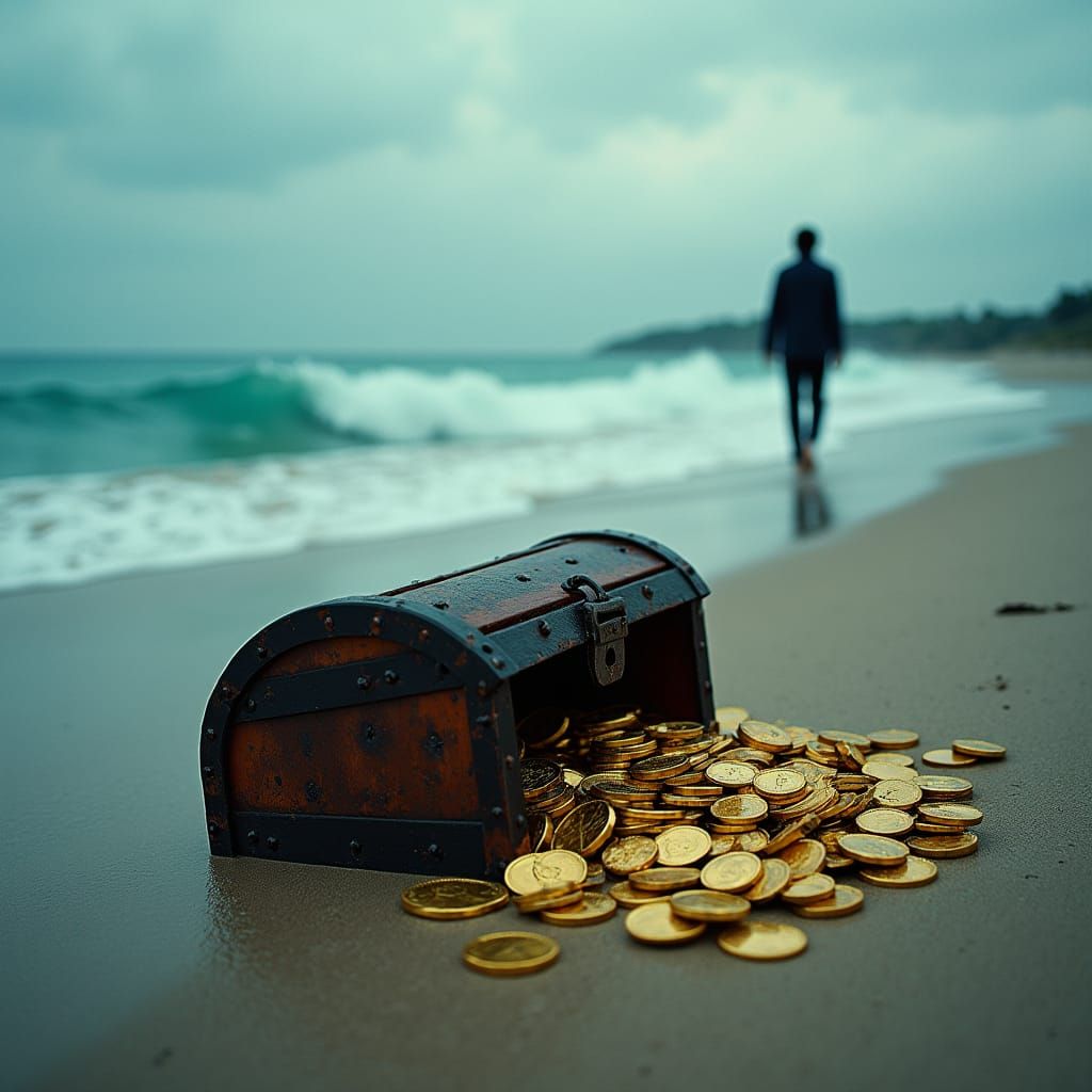 Treasure Discovery on a Moody Seascape