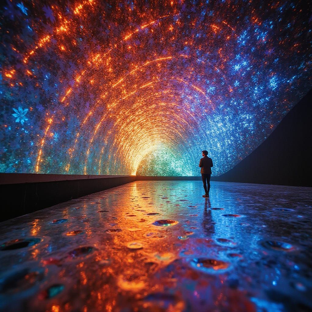 Vibrant Stained Glass Prism in Iridescent Hues