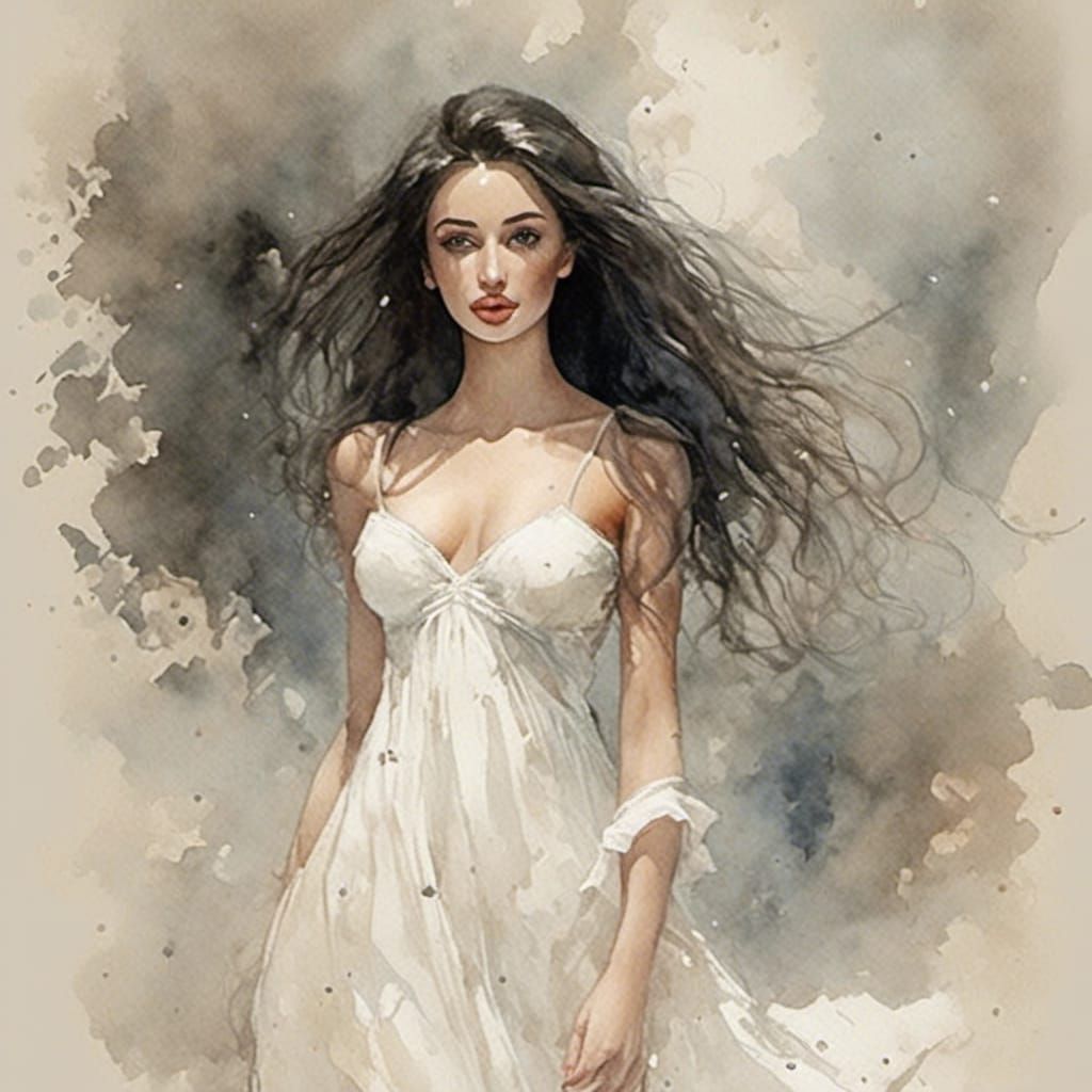 Young Maiden in White Gown: Fantasy Illustration
