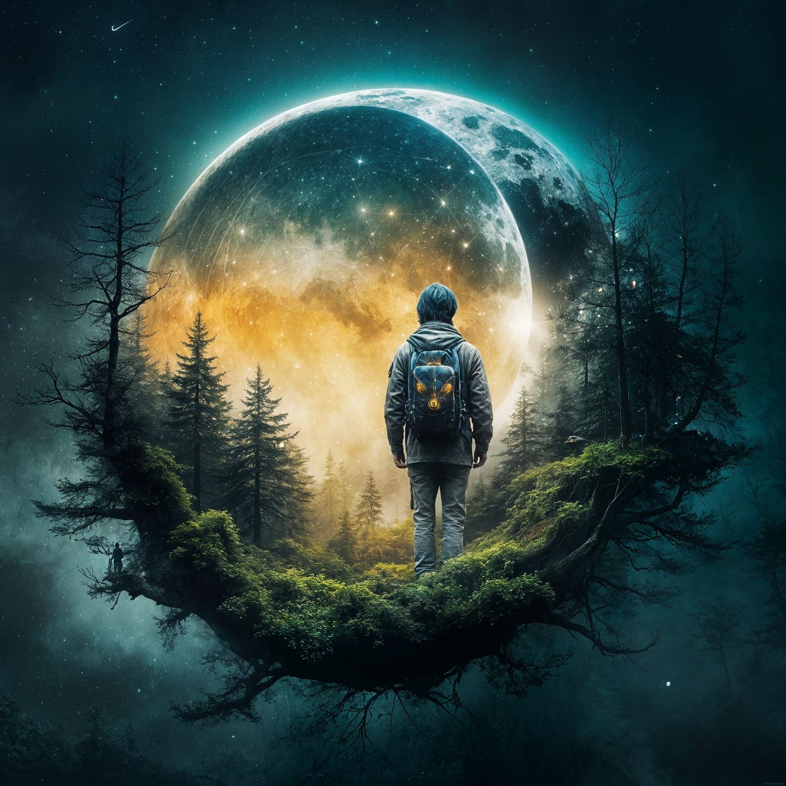 Surreal Cosmic Landscape Inside the Moon