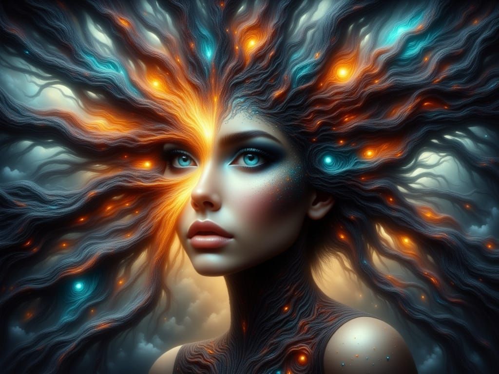 Lumen Canvas: Woman Reflecting Thoughts in Noir