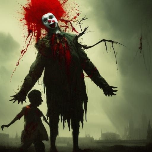 Sinister Clown's Offering: Baroque Horror Movie Poster