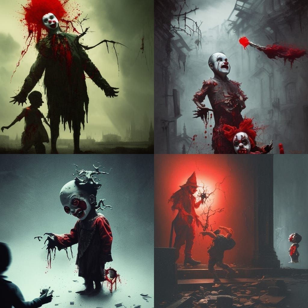 Sinister Clown's Ominous Pact: Baroque Horror Poster