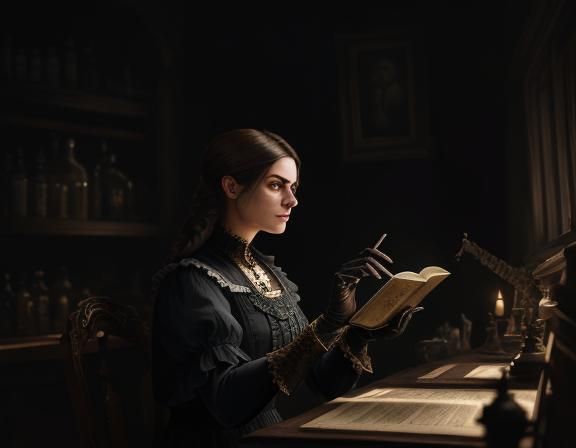 Victorian Anatomist in Laboratory: Sepia Fantasy Art