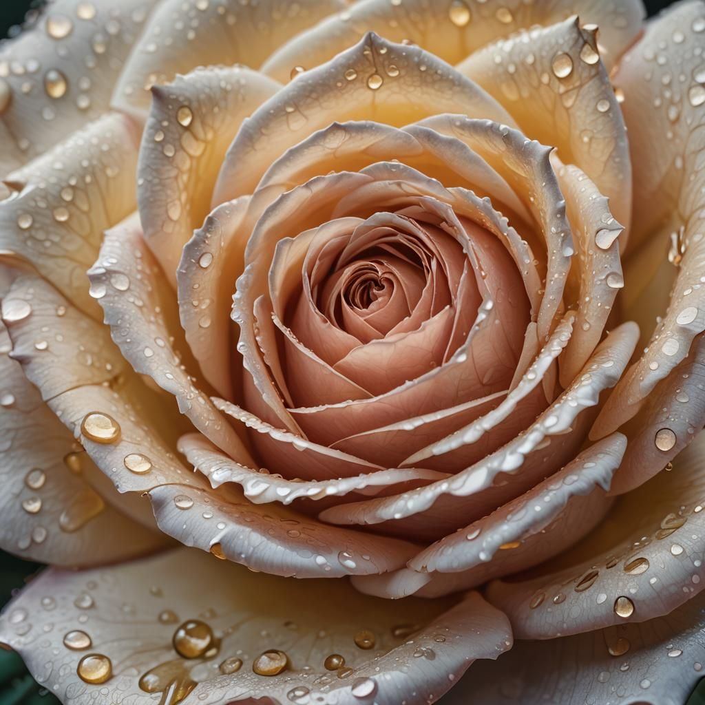 Microscopic Rose on Fingertip, Oil Painting Style