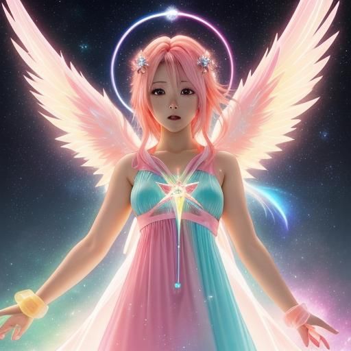 Anime Angel with Glowing Pink Hair