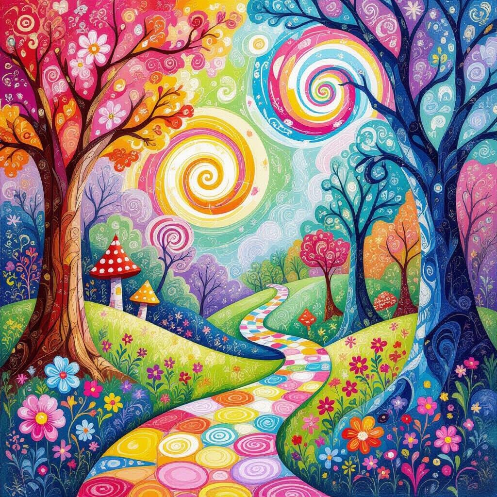 Vibrant Wild Spirit in Candyland Gouache