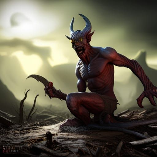 Haunting Demon Cryptid in Dark Fantasy Style