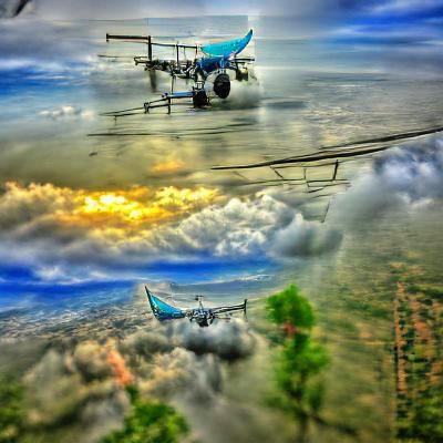 Commercial Airplane in Flight, HDR Photography