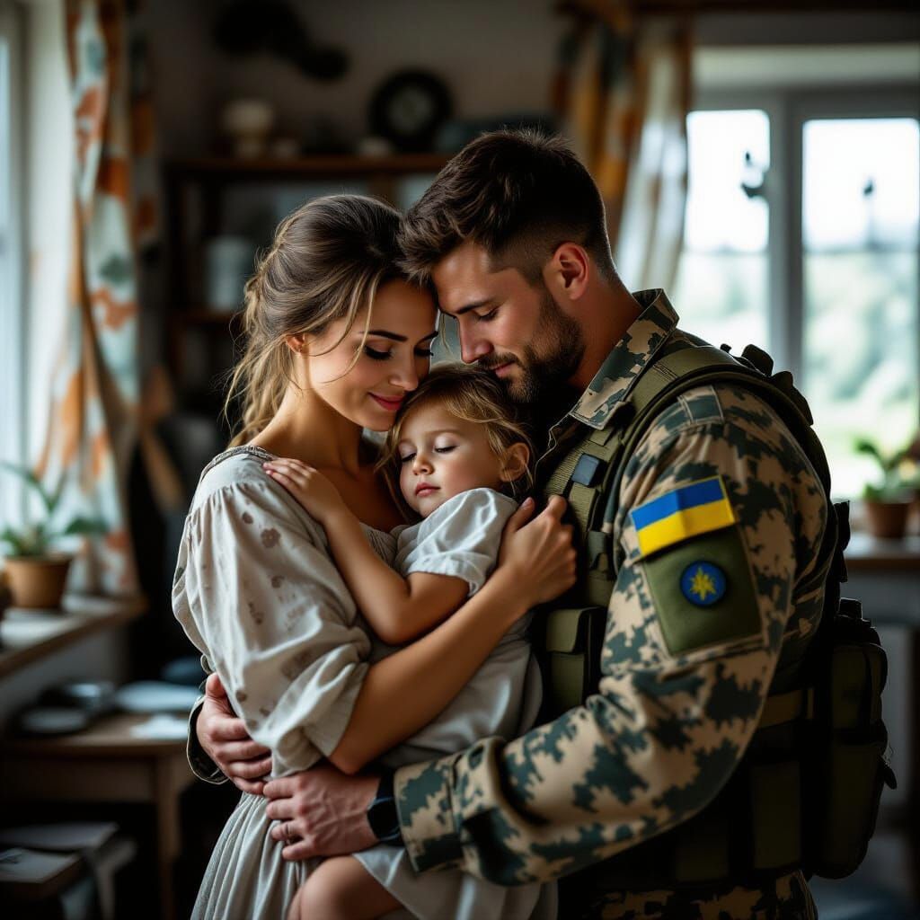 Ukrainian Family Reunited After War, Cinematic Style