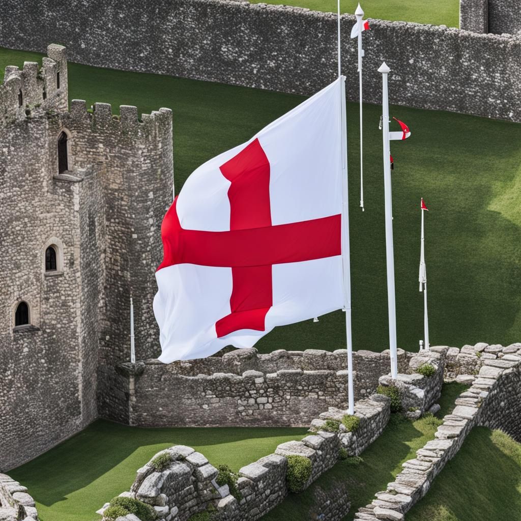 England Flag Waving from Castle Top