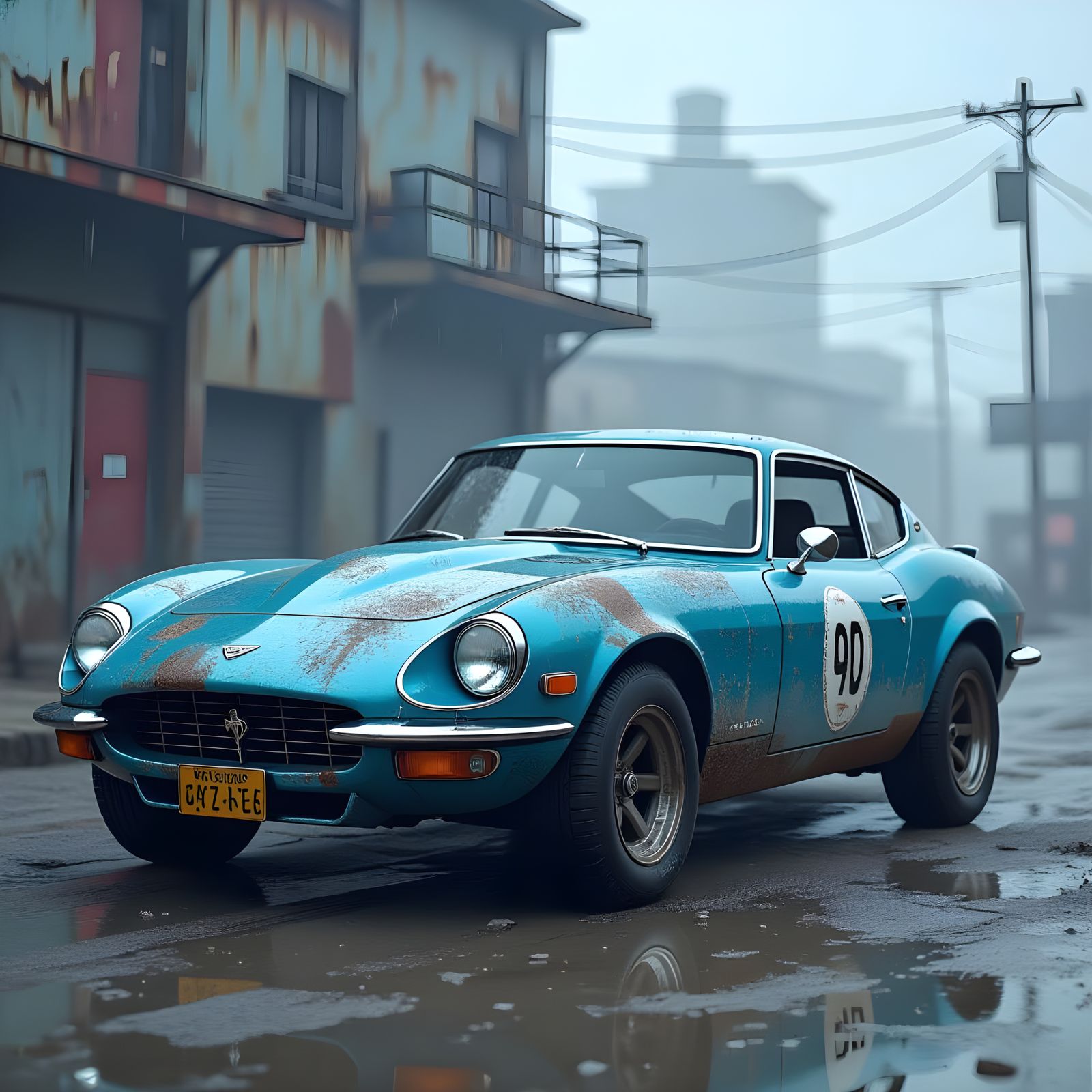 Blue Metallic Grunge Paint Texture Template