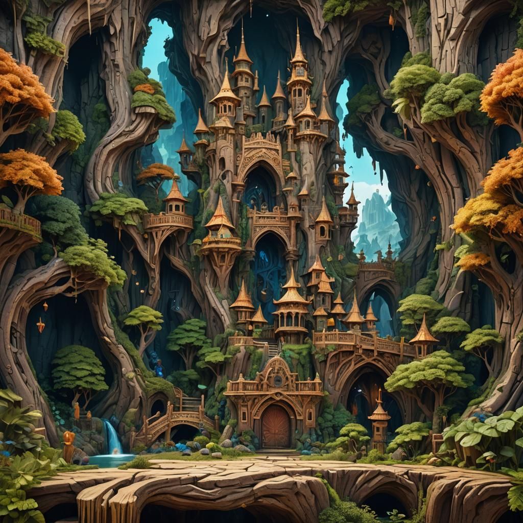 Detailed Mermaid Wood Carving in Fantasy Style