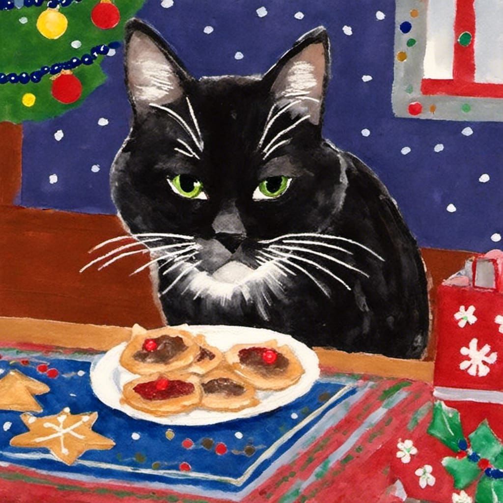 Kali Eats Christmas Cookies: A Mischievous Portrait