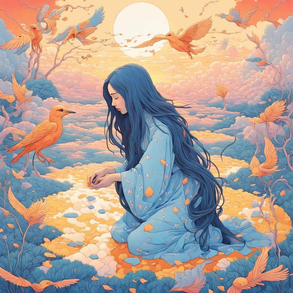 Dreamlike Surrealism in Vibrant Technicolor Watercolor