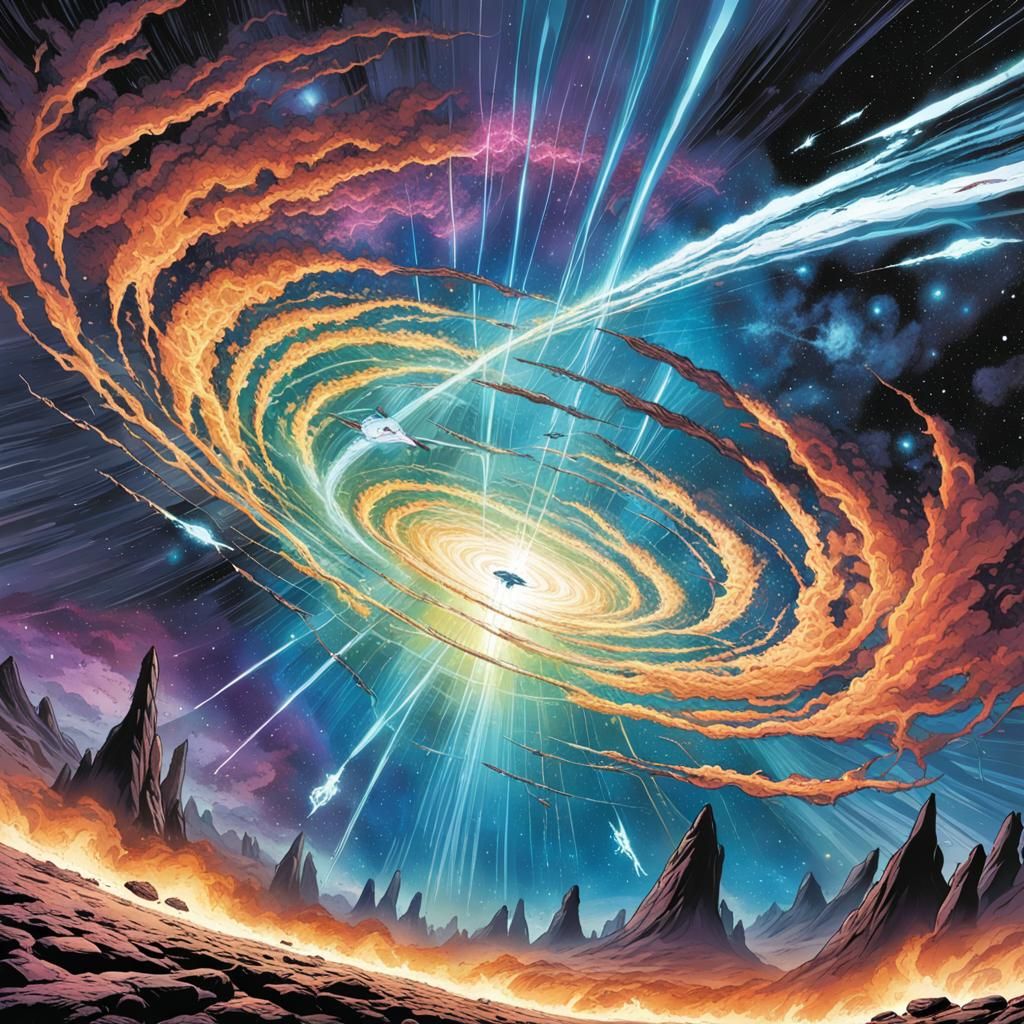 Vibrant Quasar and Pulsar Jets in Comic Book Style