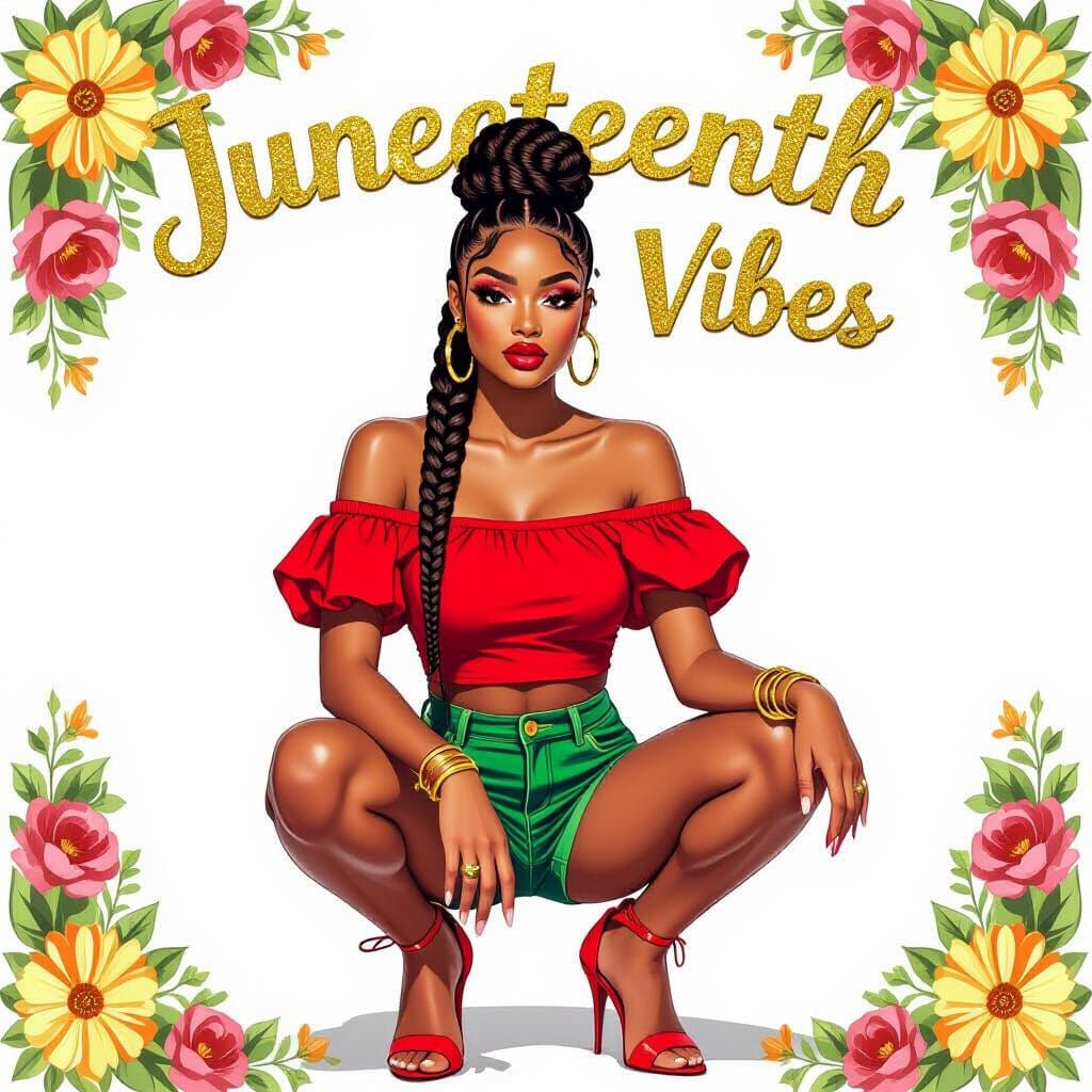 Juneteenth Celebration: Digital Art of Young Woman