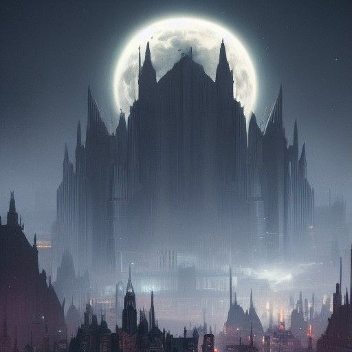 Hyperdetailed Lunar City in Dark Fantasy Style