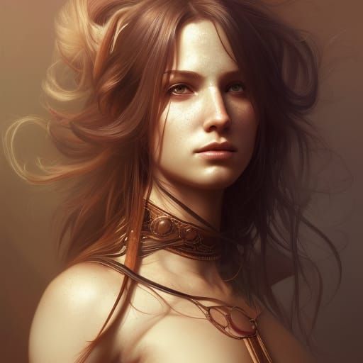 Centaur Girl Portrait in Art Nouveau Style