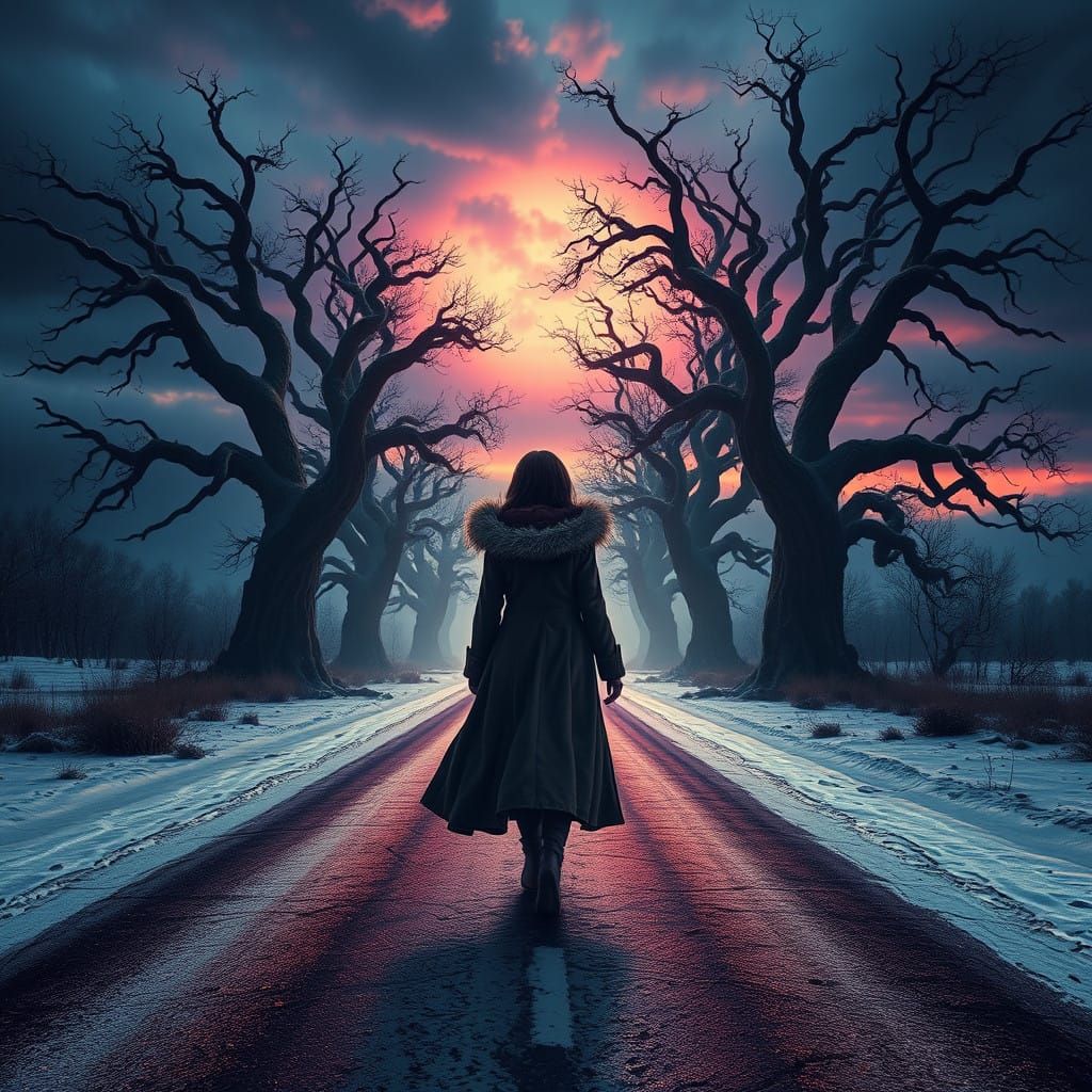 Ethereal Winter Wanderer in Whispers of the Mystic Forest