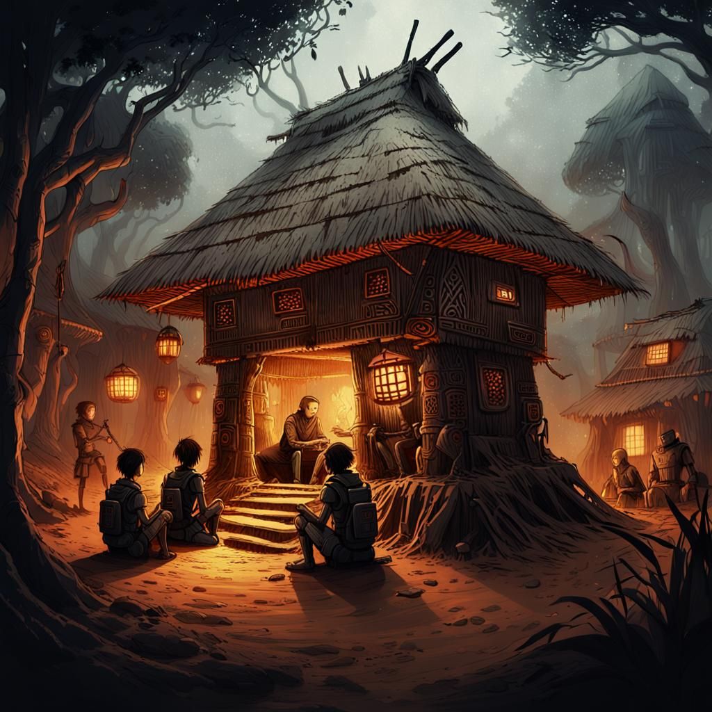 Post-Apocalyptic Kids Learning from AI Robot