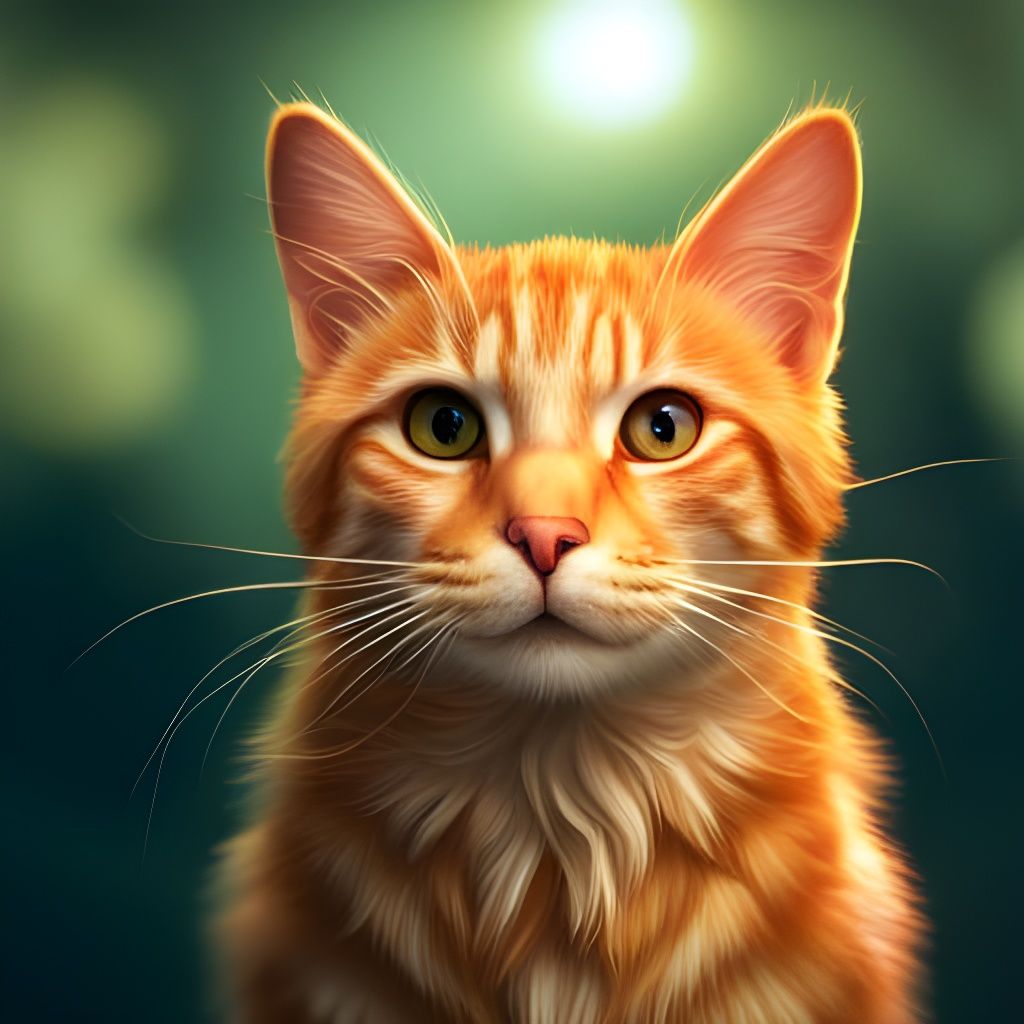 Hyper Realistic Orange Cat in Magical Lighting