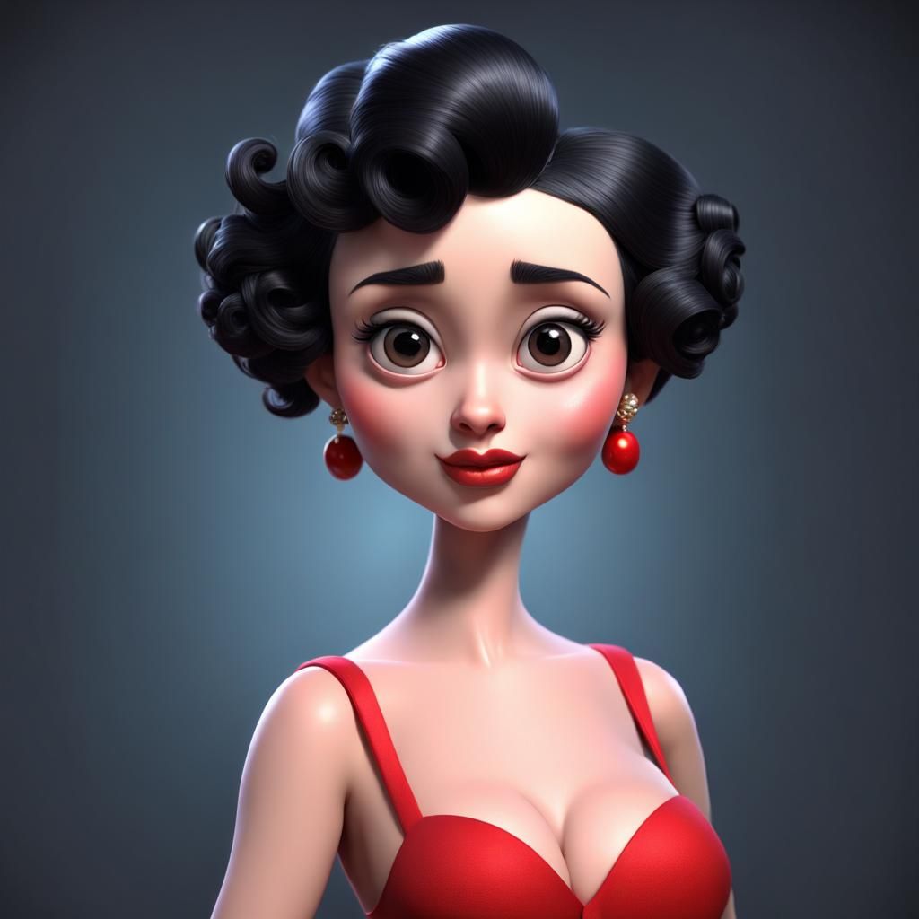 Glamorous Cartoon Woman in Hollywood Portrait Style