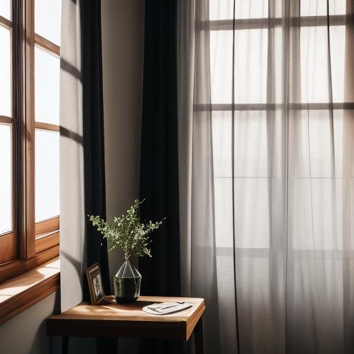 Peach and Black Decor Enhanced by Window Light