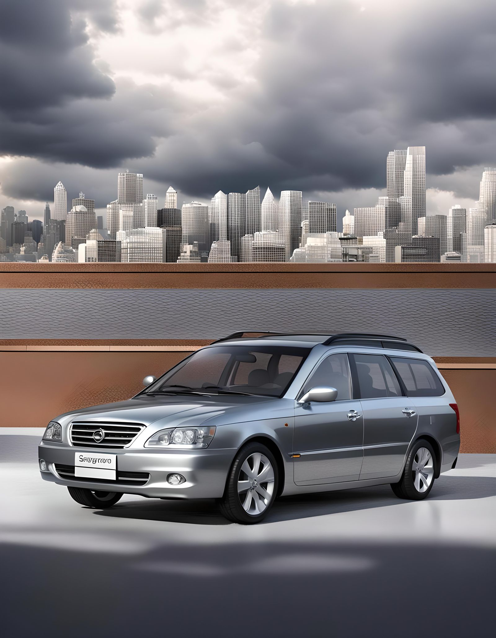 Silver 2003 SsangYong Legacy Wagon 3D Render